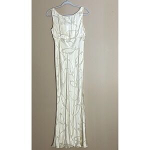 Frank Usher Evening Gown Set 8 Ivory Sheer Jacquard Babydoll Gatsby Coquette Y2K